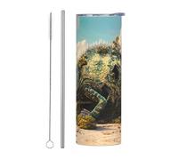 WZYWHJ Stainless Steel Mug 20oz for Coffee, Office, Car, Sports, and Home Use Straw Two-Piece Set Chameleon Model Prints