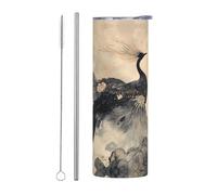 WZYWHJ Stainless Steel Mug 20oz for Coffee, Office, Car, Sports, and Home Use Straw Two-Piece Set Ink Phoenix Picture
