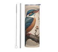 WZYWHJ Stainless Steel Mug 20oz for Coffee, Office, Car, Sports, and Home Use Straw Two-Piece Set Kate Kingfisher Prints