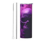 WZYWHJ Stainless Steel Mug 20oz for Coffee, Office, Car, Sports, and Home Use Straw Two-Piece Set Skull in Smoke Picture
