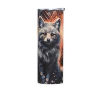 WZYWHJ Stainless Steel Mug 20oz for Coffee, Office, Car, Sports, and Home Use Without Accessories Silver Fox Under Fireworks Printing