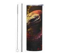 WZYWHJ Stainless Steel Mug 20oz - Quality Eco-Friendly Cup with Sealable Lid and Insulation Effect Straw Two-piece Set The giant forest python Printed