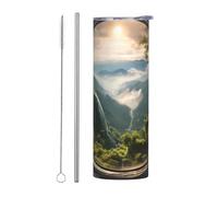WZYWHJ Stainless Steel Mug 20oz - Quality Eco-Friendly Cup with Sealable Lid and Insulation Effect Straw Two-piece Set The beautiful scenery in the bubble Printed