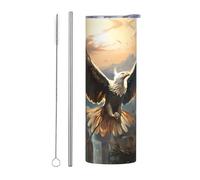 WZYWHJ Stainless Steel Mug 20oz - Quality Eco-Friendly Cup with Sealable Lid and Insulation Effect Straw Two-piece Set bird spreads its wings Printed