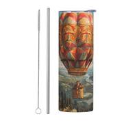 WZYWHJ Stainless Steel Mug 20oz - Quality Eco-Friendly Cup with Sealable Lid and Insulation Effect Straw Two-piece Set Hot air balloon with wings spread Printing