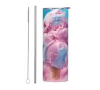 WZYWHJ Stainless Steel Mug 20oz - Quality Eco-Friendly Cup with Sealable Lid and Insulation Effect Straw Two-piece Set Marshmallow Ice Cream Printed