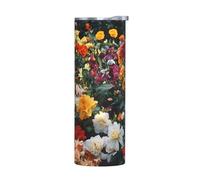 WZYWHJ Stainless Steel Mug 20oz - Quality Eco-Friendly Cup with Sealable Lid and Insulation Effect Without Accessories A sea of flowers competing for beauty Printing