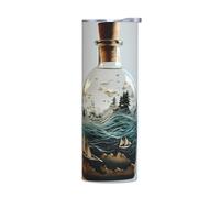 WZYWHJ Stainless Steel Mug 20oz - Quality Eco-Friendly Cup with Sealable Lid and Insulation Effect Without Accessories Message in a bottle at sea Printed