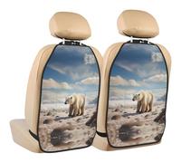 WZYWHJ Standing Polar Bear. Printed Car seat Anti Kick Storage pad 2 Pieces, Multi-Functional Storage Bag seat Protector After Installation