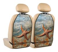 WZYWHJ Starfish in The Sand Printed Car seat Anti Kick Storage pad 2 Pieces, Multi-Functional Storage Bag seat Protector After Installation