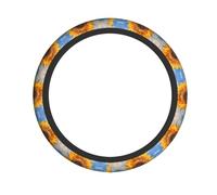 WZYWHJ Steering Wheel Cover - Protects and Decorates Your Car - Easy Installation - Suitable for Cars, SUVs, ATVs, and Trucks Sunflowers in The Rising Sun Printed