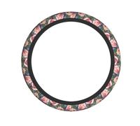 WZYWHJ Steering Wheel Cover - Protects and Decorates Your Car - Easy Installation - Suitable for Cars, SUVs, ATVs, and Trucks Rose Pink Pattern