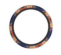 WZYWHJ Steering Wheel Cover - Protects and Decorates Your Car - Easy Installation - Suitable for Cars, SUVs, ATVs, and Trucks Colorful Geometric Patterns Picture