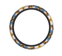WZYWHJ Steering Wheel Cover - Protects and Decorates Your Car - Easy Installation - Suitable for Cars, SUVs, ATVs, and Trucks Flying Bees Daisy Honey Printing