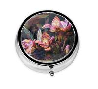 WZYWHJ Strange Flowers Pattern Circular Medicine Box Storage, Portable Travel with compartments, mini Pill Dispenser