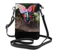 WZYWHJ Strange Insects Pattern Women's leather phone bag crossbody package with adjustable shoulder strap