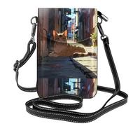 WZYWHJ Stray cat in the alley Pattern Leather Crossbody Flap Phone Bag - Versatile Gift for Women Walking, Camping, Shopping, and Travel