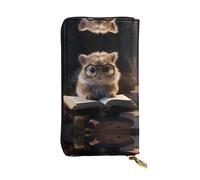 WZYWHJ Stylish A little hamster reading a book Printing Leather Wallet - Long Clutch for Women, RDurable Material, 12 Card Slots, Zipper Compartments