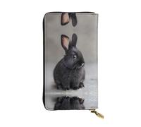 WZYWHJ Stylish Agile little black rabbit Printing Leather Wallet - Long Clutch for Women, RDurable Material, 12 Card Slots, Zipper Compartments