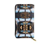 WZYWHJ Stylish Airplane Cockpit Printing Leather Wallet - Long Clutch for Women, RDurable Material, 12 Card Slots, Zipper Compartments, Black, One Size
