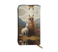 WZYWHJ Stylish Alpacas and Tibetan antelopes Printing Leather Wallet - Long Clutch for Women, RDurable Material, 12 Card Slots, Zipper Compartments