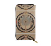 WZYWHJ Stylish Ancient Circle Pattern Prints Leather Wallet - Long Clutch for Women, RDurable Material, 12 Card Slots, Zipper Compartments