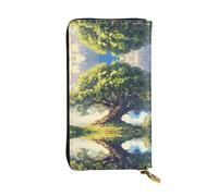 WZYWHJ Stylish Ancient oak trees towering Prints Leather Wallet - Long Clutch for Women, RDurable Material, 12 Card Slots, Zipper Compartments