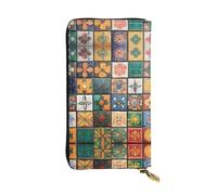 WZYWHJ Stylish Ancient retro patterns Printing Leather Wallet - Long Clutch for Women, RDurable Material, 12 Card Slots, Zipper Compartments