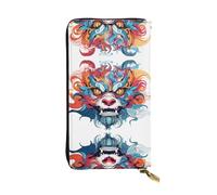 WZYWHJ Stylish angry expression Printed Leather Wallet - Long Clutch for Women, RDurable Material, 12 Card Slots, Zipper Compartments