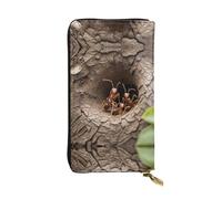 WZYWHJ Stylish Ants in tree hole Printing Leather Wallet - Long Clutch for Women, RDurable Material, 12 Card Slots, Zipper Compartments