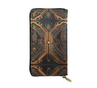 WZYWHJ Stylish Art Deco Circuit Prints Leather Wallet - Long Clutch for Women, RDurable Material, 12 Card Slots, Zipper Compartments