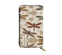 WZYWHJ Stylish Baroque Dragonfly Prints Leather Wallet - Long Clutch for Women, RDurable Material, 12 Card Slots, Zipper Compartments