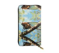 WZYWHJ Stylish Beautiful Grasshopper Printed Leather Wallet - Long Clutch for Women, RDurable Material, 12 Card Slots, Zipper Compartments