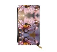 WZYWHJ Stylish Bees collecting honey Printed Leather Wallet - Long Clutch for Women, RDurable Material, 12 Card Slots, Zipper Compartments