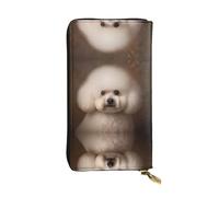 WZYWHJ Stylish bichon frise dog Pattern Leather Wallet - Long Clutch for Women, RDurable Material, 12 Card Slots, Zipper Compartments