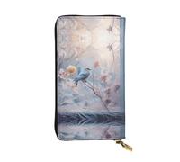 WZYWHJ Stylish Bird on frost flowers Printing Leather Wallet - Long Clutch for Women, RDurable Material, 12 Card Slots, Zipper Compartments