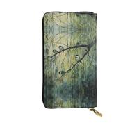 WZYWHJ Stylish Birds chirping on the willow tree Printing Leather Wallet - Long Clutch for Women, RDurable Material, 12 Card Slots, Zipper Compartments