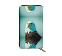 WZYWHJ Stylish Brave Eagle Pattern Leather Wallet - Long Clutch for Women, RDurable Material, 12 Card Slots, Zipper Compartments