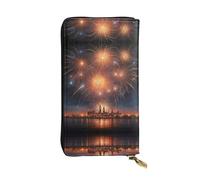 WZYWHJ Stylish Brilliant rain of fireworks Printing Leather Wallet - Long Clutch for Women, RDurable Material, 12 Card Slots, Zipper Compartments