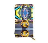 WZYWHJ Stylish Bunny With Drink Pattern Leather Wallet - Long Clutch for Women, RDurable Material, 12 Card Slots, Zipper Compartments