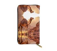 WZYWHJ Stylish Camel in the desert Printing Leather Wallet - Long Clutch for Women, RDurable Material, 12 Card Slots, Zipper Compartments