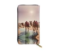 WZYWHJ Stylish Camels in the oasis Printing Leather Wallet - Long Clutch for Women, RDurable Material, 12 Card Slots, Zipper Compartments