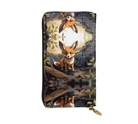 WZYWHJ Stylish Cartoon fox Picture Leather Wallet - Long Clutch for Women, RDurable Material, 12 Card Slots, Zipper Compartments