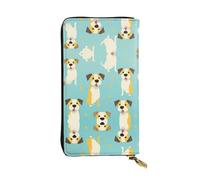 WZYWHJ Stylish Cartoon Prone Puppy Picture Leather Wallet - Long Clutch for Women, RDurable Material, 12 Card Slots, Zipper Compartments