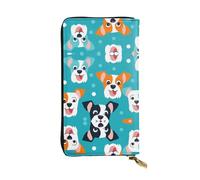 WZYWHJ Stylish Cartoon Puppy Head Picture Leather Wallet - Long Clutch for Women, RDurable Material, 12 Card Slots, Zipper Compartments