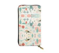 WZYWHJ Stylish Cartoon Tree Picture Leather Wallet - Long Clutch for Women, RDurable Material, 12 Card Slots, Zipper Compartments
