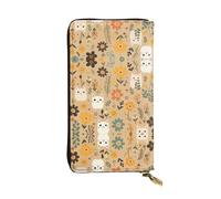 WZYWHJ Stylish Cat in the Bush Picture Leather Wallet - Long Clutch for Women, RDurable Material, 12 Card Slots, Zipper Compartments
