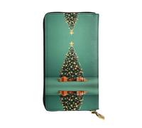 WZYWHJ Stylish Christmas tree Picture Leather Wallet - Long Clutch for Women, RDurable Material, 12 Card Slots, Zipper Compartments