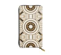 WZYWHJ Stylish circular cross-hatch pattern Picture Leather Wallet - Long Clutch for Women, RDurable Material, 12 Card Slots, Zipper Compartments