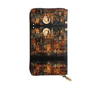 WZYWHJ Stylish cities and towns Picture Leather Wallet - Long Clutch for Women, RDurable Material, 12 Card Slots, Zipper Compartments